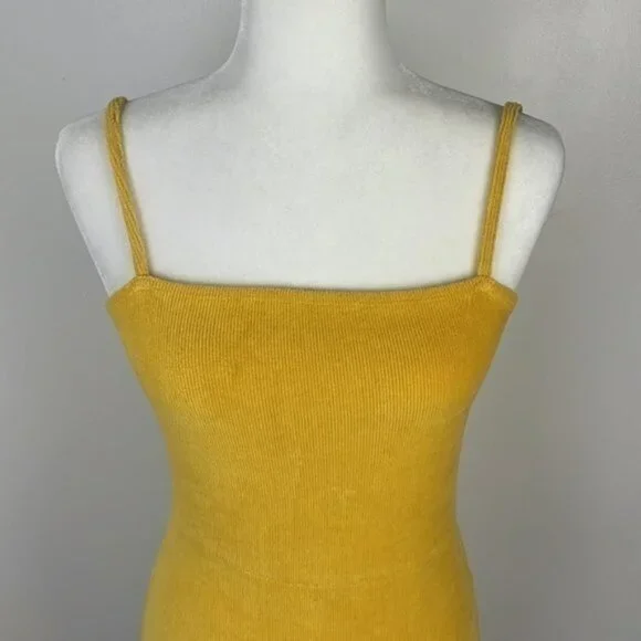 Forever 21 Yellow Tank Mini Bodycon Dress Size Medium - Picture 2 of 8